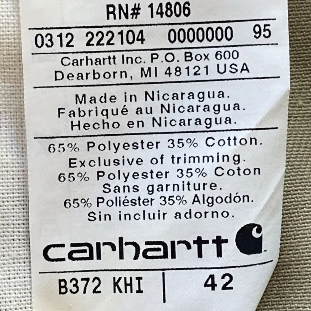Carhart Bermuda Beige Mens Shorts size 42x13